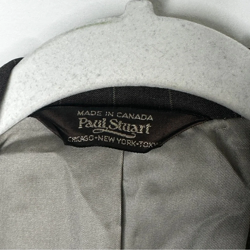Vintage Paul Stuart Suit Set Blazer and Pants Brown Pin Striped Rolled‎ Pants